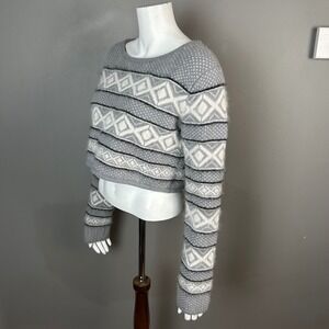 Rag & Bone Sweater Women's L Fair Isle Wool Angora Cropped Coquette Soft Girl